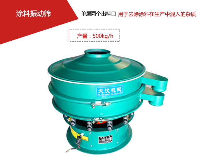 涂料屬于普通不易發生反應的物料，所以涂料振動篩采用的是碳鋼材質。